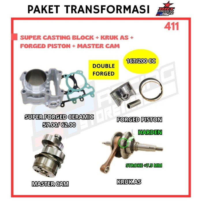 Paket Bore UP JUPITER MX-Blok Piston-Kruk AS-Master Cam-BRT Promo 411