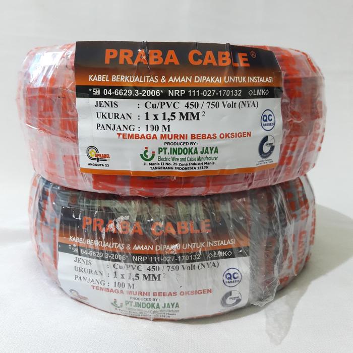 Kabel Listrik Tunggal Praba Nya 1,5Mm (100M) Merah / Hitam
