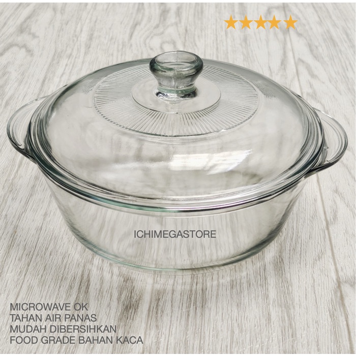 silahkan- Mangkok Sayur Besar Kaca + Tutup / Mangkuk Sup