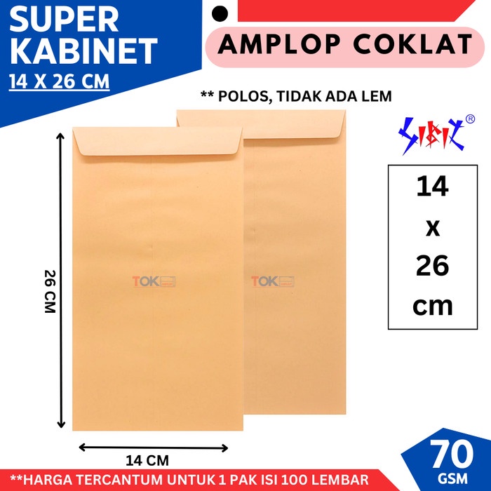 

New Amplop Coklat SUPER KABINET / KABINET 80gsm isi 100lbr Murah