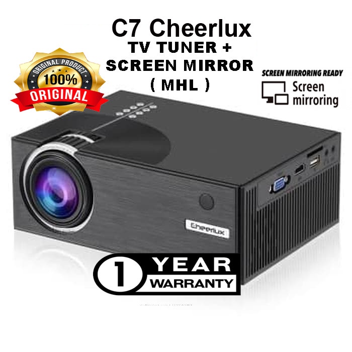 New C7 CHEERLUX mini LED projector 1500 lumens + TV Tunner, C6