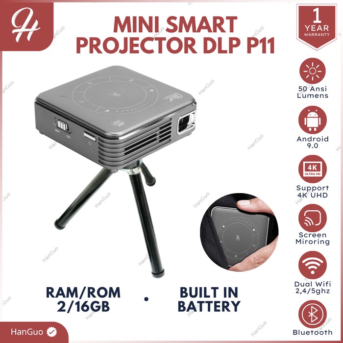 DLP P11 Mini Projector Android Projector DLP P11 Android 9 Miracast