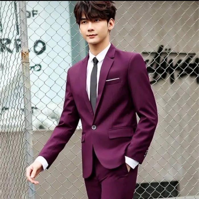 Terbaru Cv Dav Blazer Casual Pria Slimfit Korea Style Merah Marun Xl Ready
