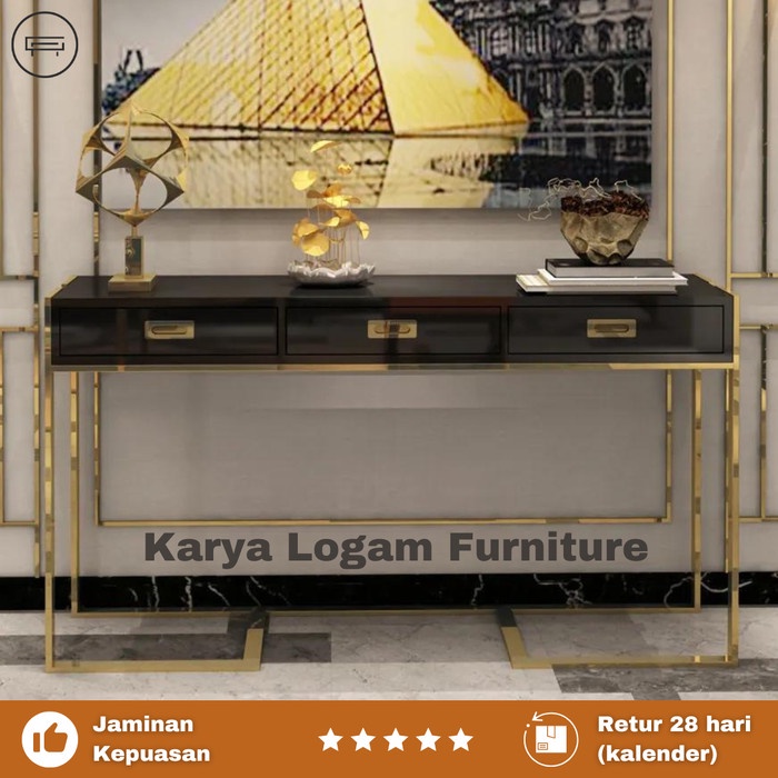 Console Table Modern Black Gold - Meja Konsol Stainless