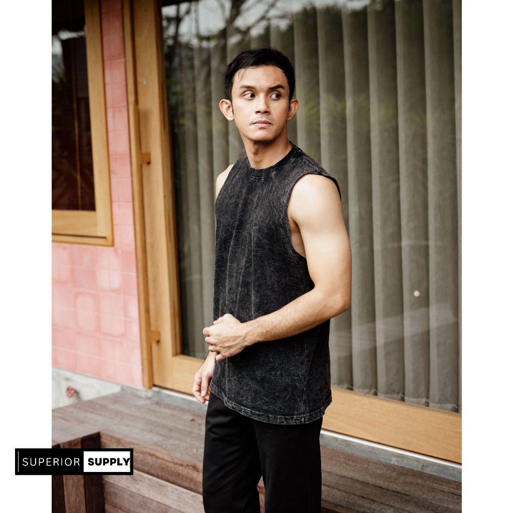 SUPERIOR Kaos Singlet Polos Washed Tshirt Sleeveless Regular slimfit Tanktop Trunktank