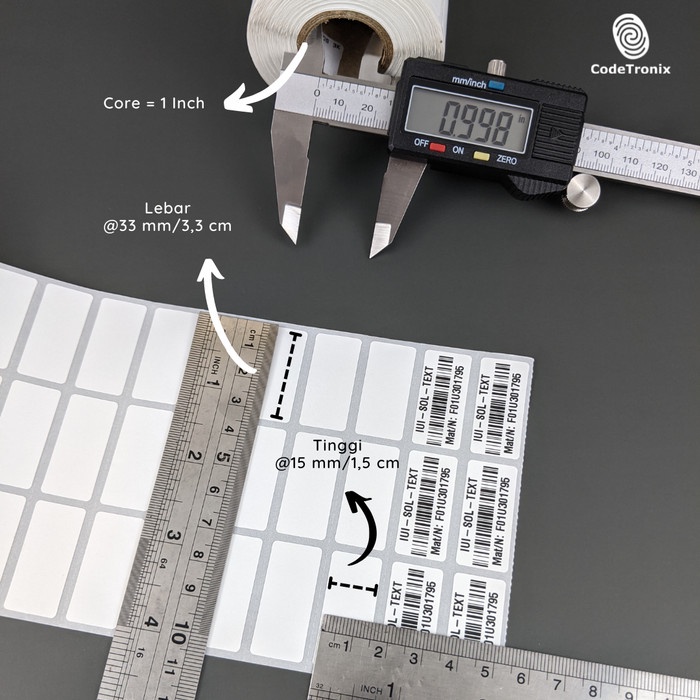 

LABEL STIKER KERTAS PRINTER BARCODE THERMAL 33X15MM 3 LINE 3000PCS