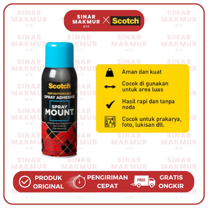 

REPOSITIONABLE SPRAY ADHESIVE SPRAY MOUNT SCOTCH 3M (KALENG)
