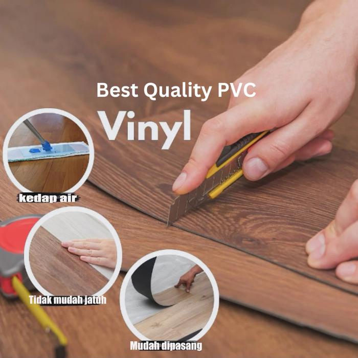 New Stiker Lantai Vinyl Pvc 92Cmx16Cm Motif Kayu Realistis 36 Pcs/Kotak - Kamar List Gold Wall Panel