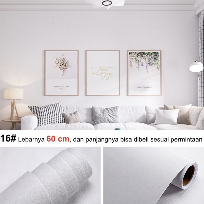 New Wallpaper Dinding Kamar Tidur Polo 60Cm * 3M/5M/10M Warna Putih Original
