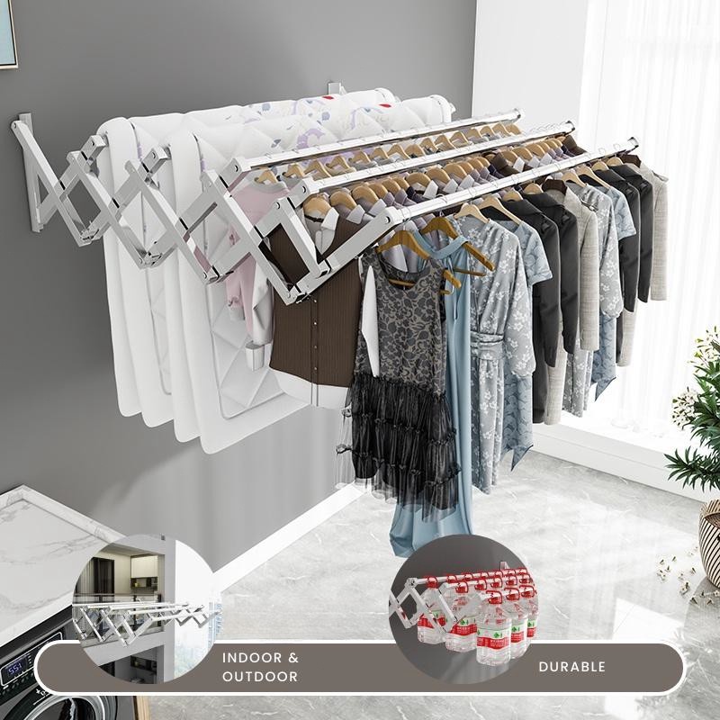 DISKON JEMURAN BAJU TEMPEL DINDING JEMURAN PAKAIAN LIPAT STAINLESS STEE JEMURAN TEMPEL DINDING