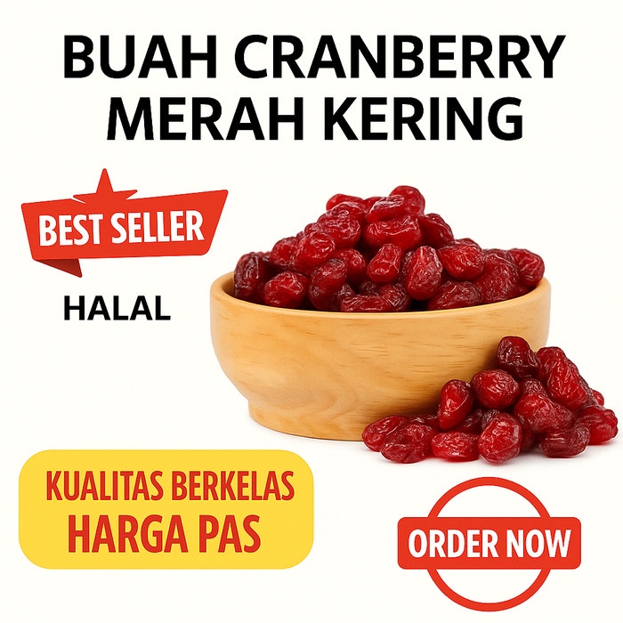 

BUAH CRANBERRY MERAH KERING 1 KG - RED DRIED CRANBERRIES REPACK