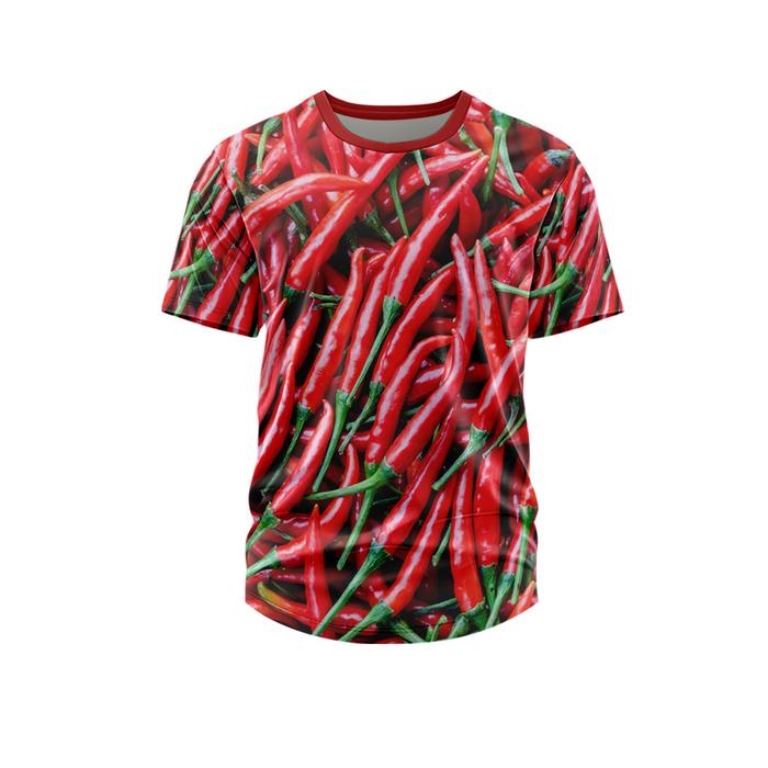 Styla-kaos sayuran kaos fullprint cabe merah kaos unik kaos sayur balap kaos printing 3d motif