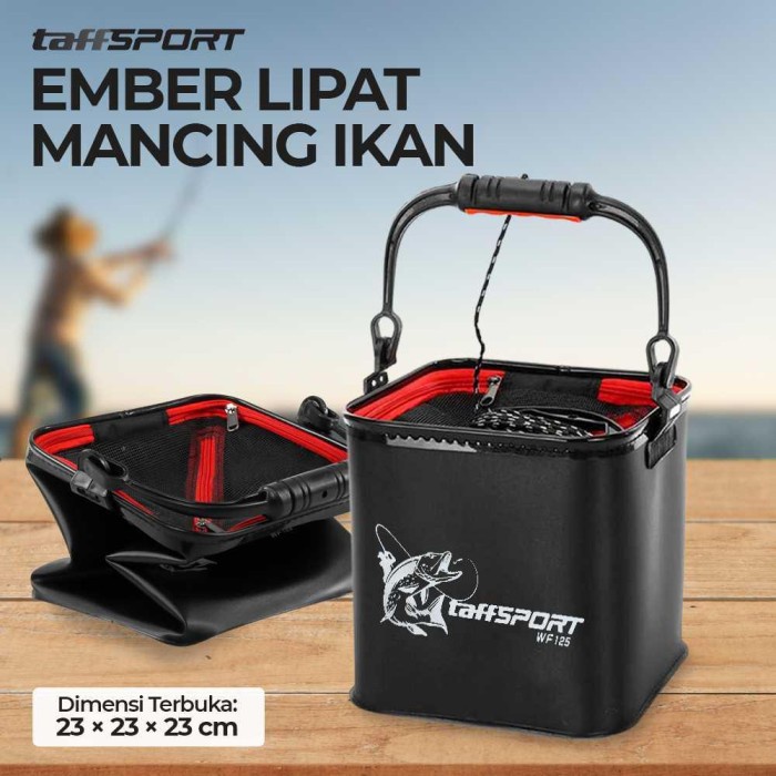 Ready Ember Lipat Mancing Portable Wadah Ikan Pancing Folding Bucket Handle
