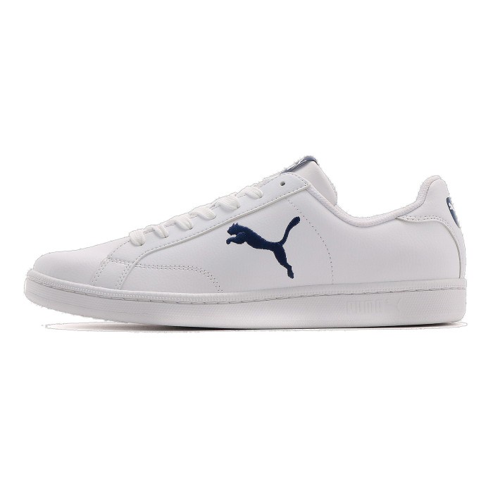 PUMA Sepatu Smash Leather Sneakers Puma White-Blue Depths