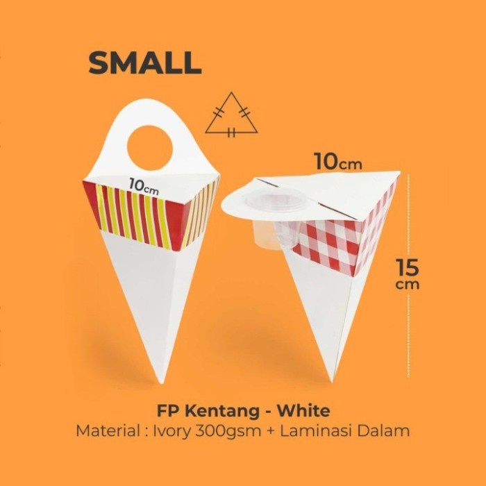 Box Cone French Fries Dus Segitiga Tempat Kentang Goreng Churros Keruc