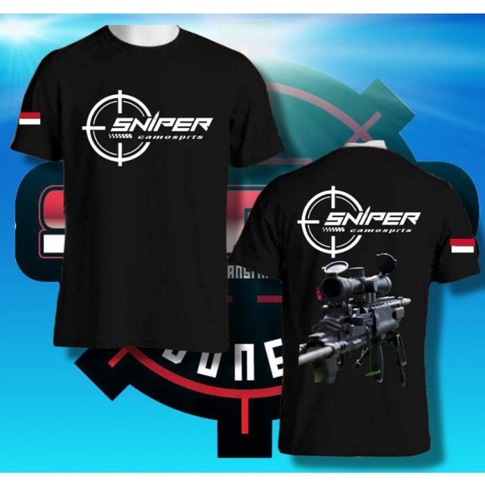 Navero-kaos sniper perbakin terbaru Crew Neck Distro Baju Pria Dewasa Keren Tebal Sablon Hitam