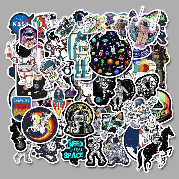 

New 50 Pcs Stiker Astronot Luar Angkasa untuk Laptop HP TUMBLER SEPEDA MOTOR HELM Sticker Paper