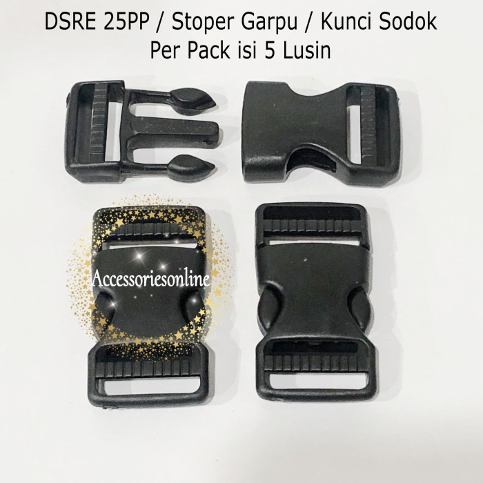 

New dsre25pp/buckle tas kunci sodok Stoper tali Id 2,5cm-1pak 5 lusin
