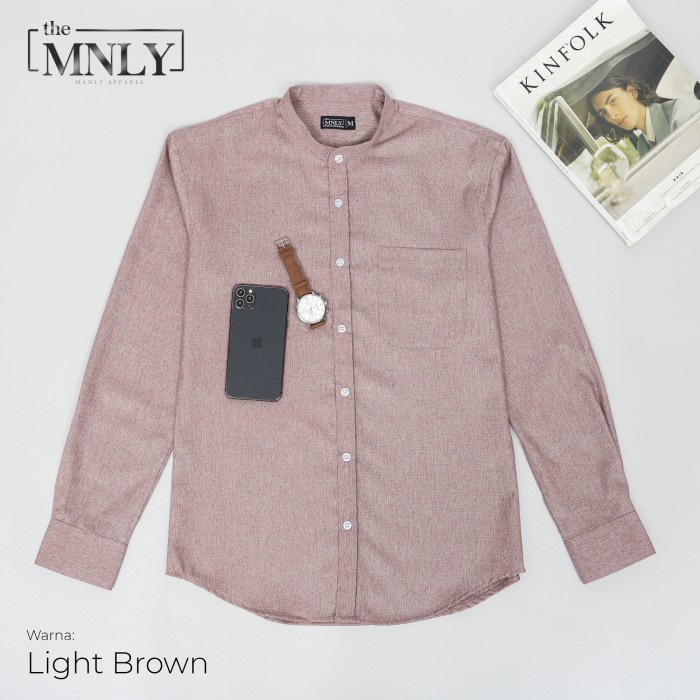 Navero-Kemeja Shanghai Lengan Panjang Premium Warna Cokelat Muda the MNLY