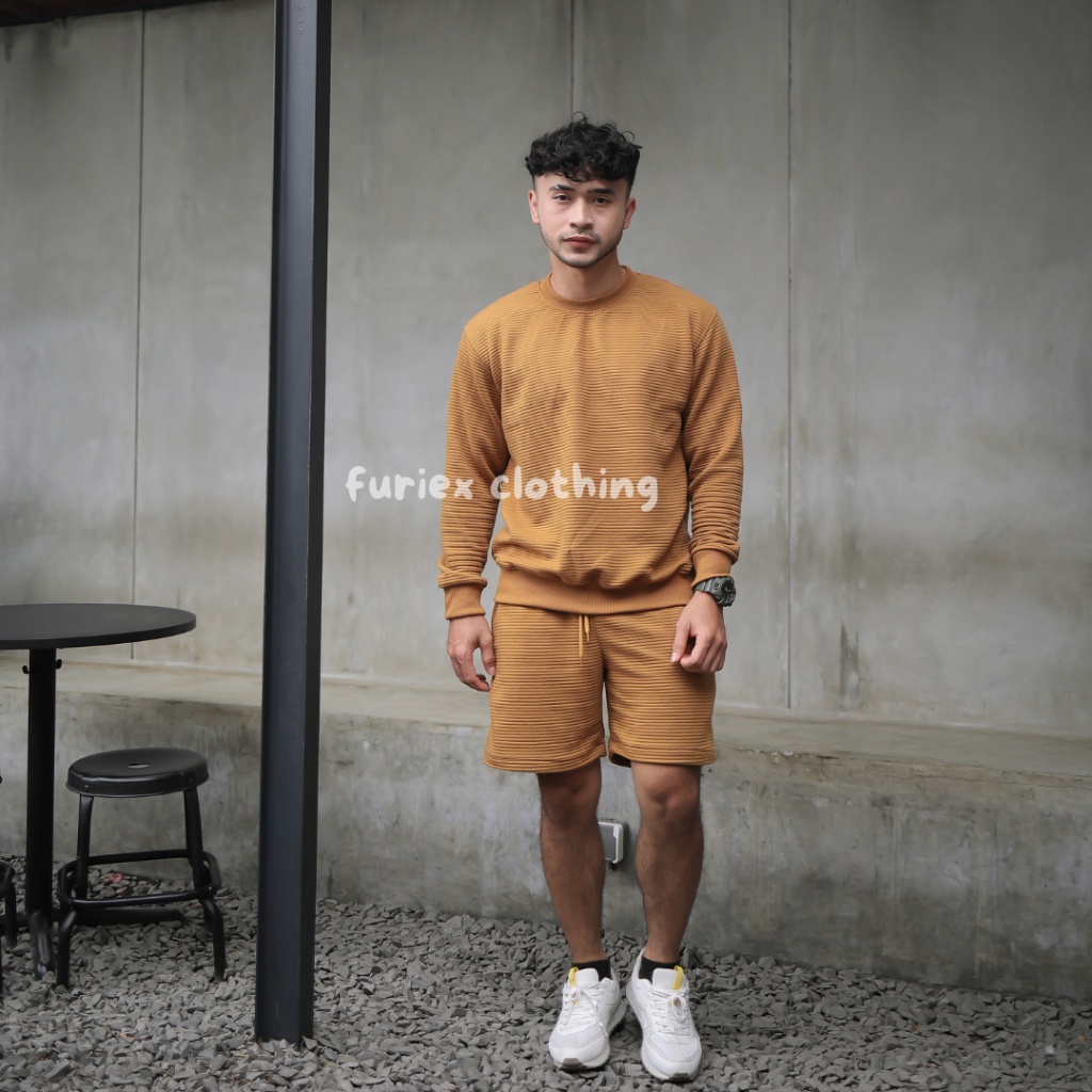 Furiex-One Set Pria Sweater One Set Unisex Stelan One set Crewneck Broadshort Premium