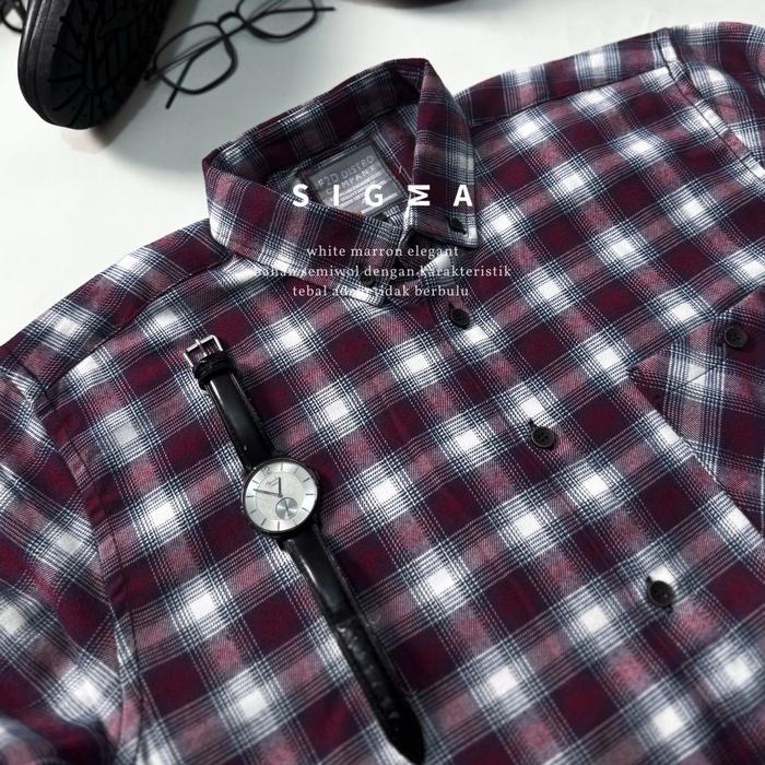 Zeno-Kemeja flanel semi wool premium F2D lengan panjang unisex kemeja pria dan wanita motif