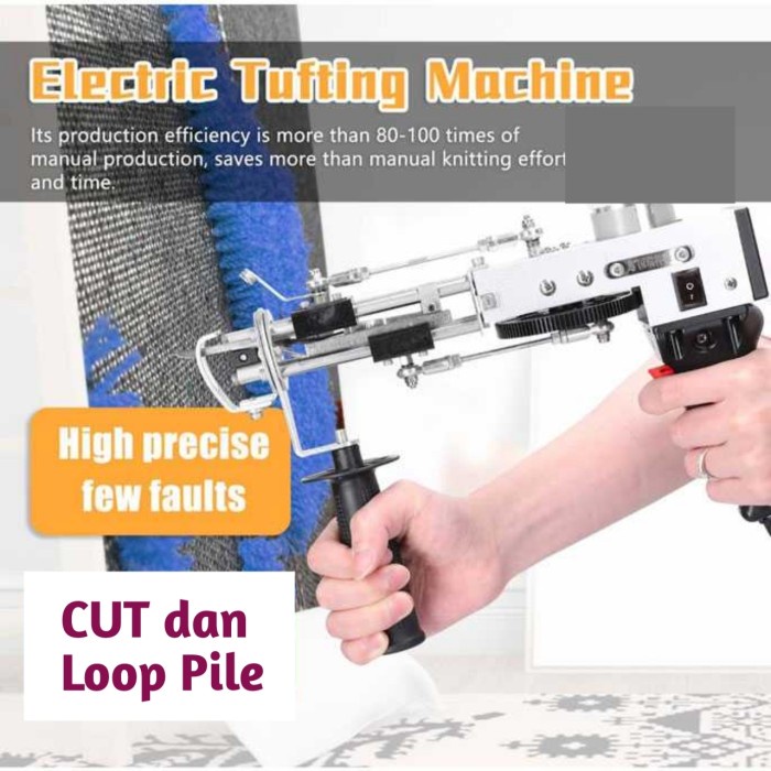TERLARIS Alat Mesin Jahit Karpet Tufting Flocking Gun Cut Pile DW