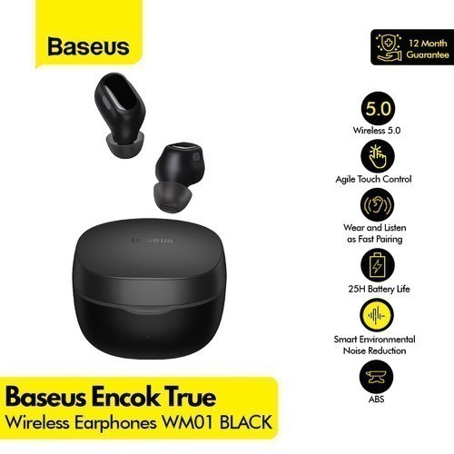 BASEUS Encok WM01 WM-01 TWS True Wireless Earbuds Bluetooth Earphone