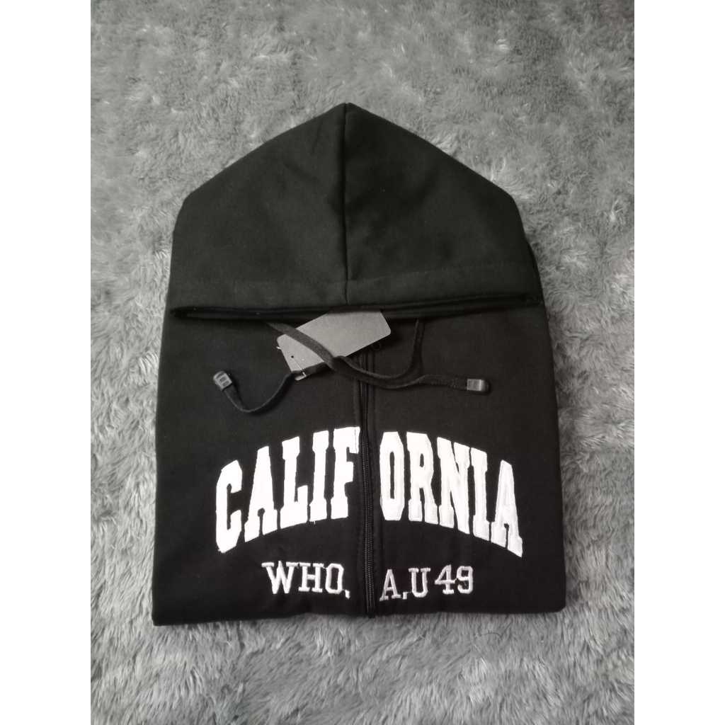 Jaket WHO AU California Zipper Putih Teks Bordir / Hoodie WHO.AU Zipper Jaket Hoodie STM Pria Wanita