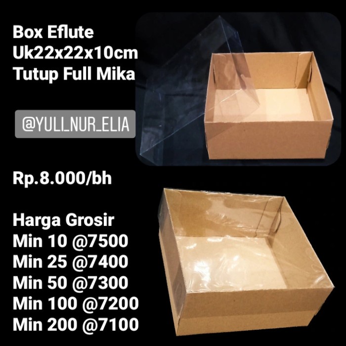 New Box Eflute 22x22x10cm Tutup Full Mika