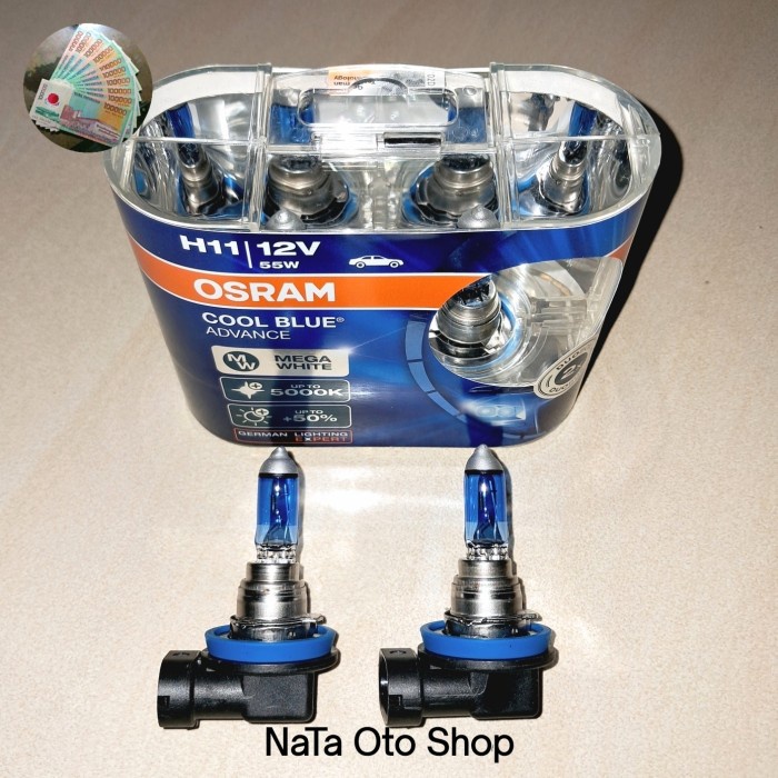 Bohlam Osram H11 Halogen Cool Blue Advance Mega White 5000K Original Osram
