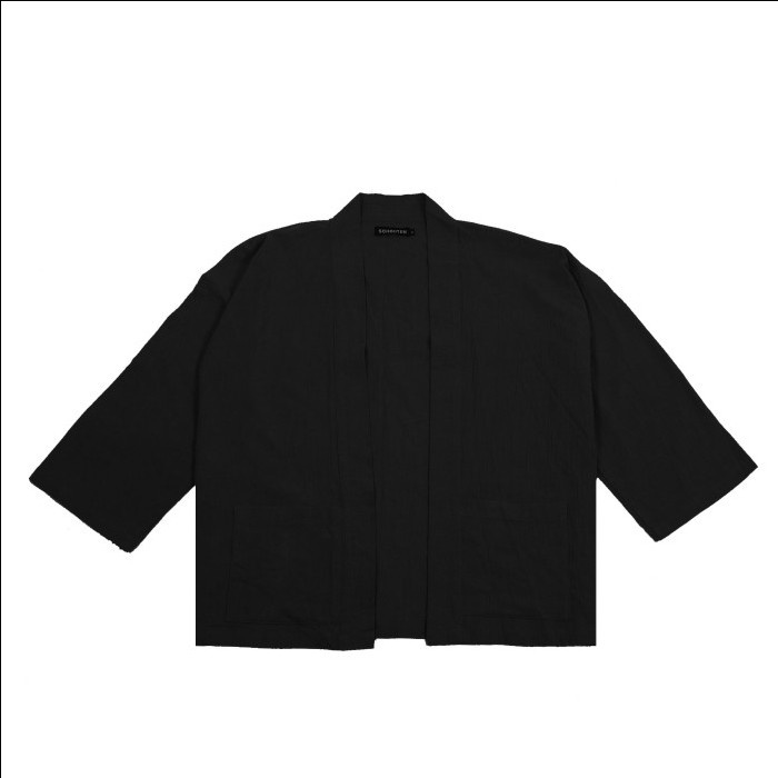 Schouten Outer Linen Akiro Black - Kimono Pria Wanita (Unisex) -AmanahJaminan