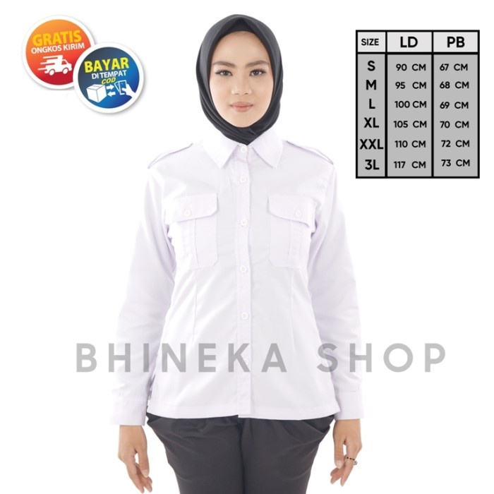 ORIGINAL Kemeja Pdh putih dinas Wanita Baju Putih Pdh Pns Wanita Kemeja Kerja READY STOCK