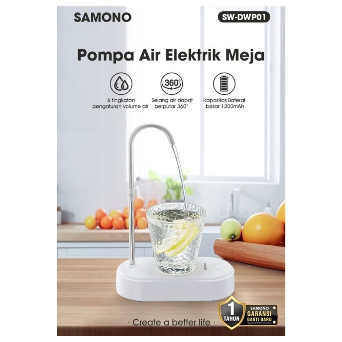 SAMONO Pompa Air Galon Meja Elektrik Rechargeable Electric Desktop Water Dispenser