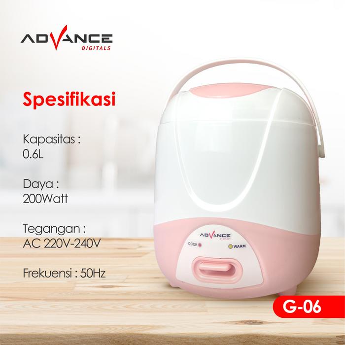 Advance Digitals - Mini Rice Coocker G06 - Rice coocker kecil untuk anak Kosan - Berdaya kecil/Low