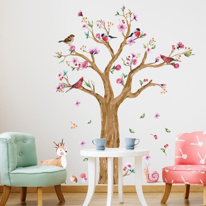 Serasiinspace (Txxl) Juragan Wall Sticker / Stiker Dinding Pohon Rusa Bird Sakura Bunga Jm7336