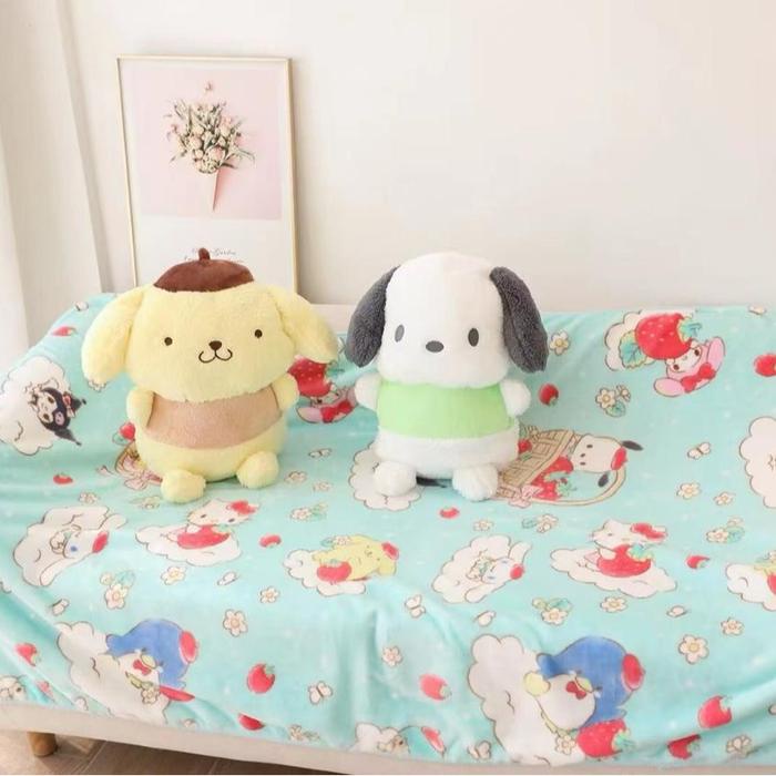 Balmut Bantal Selimut Cartoon Karakter Melody Pochaso Purin Kuromi Cinnamorol Berdiri Bahan Plush
