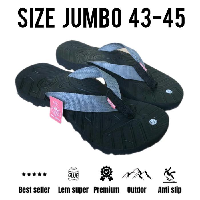 Dresto- (Sandal Jepit Jumbo Bigsize 43-45 Silver) Lem Kuat Tahan Air Karet Hitam Pria Pria