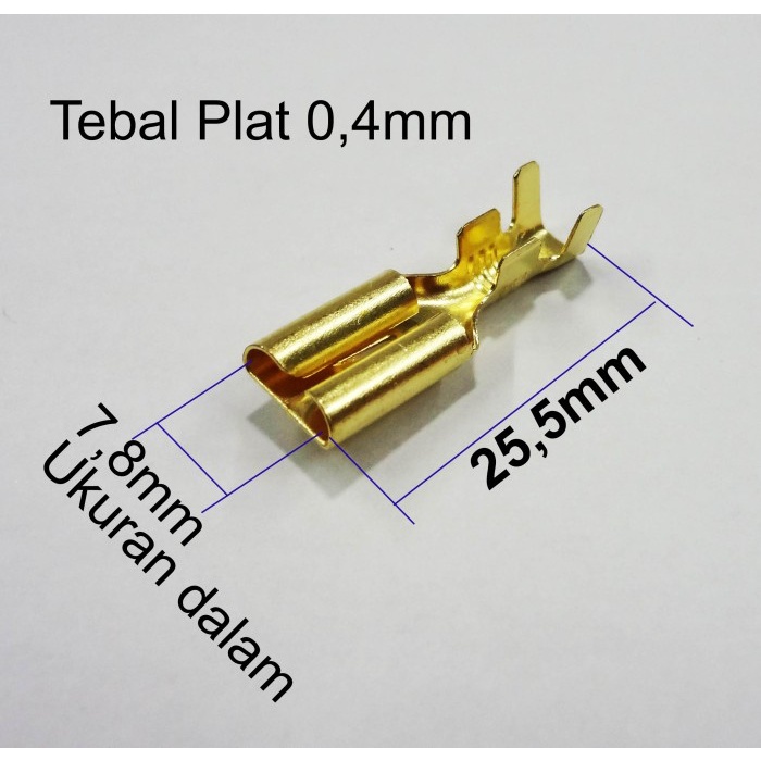 favorit] Skun Kabel Female Gepeng 9 x 25,5mm. Diameter dalam 7,8mm. Tebal 0,4mm