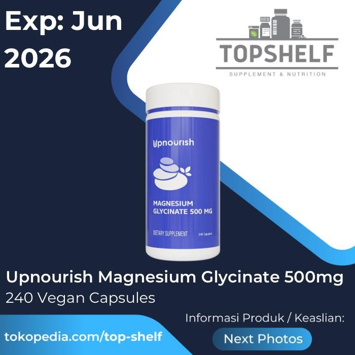 Upnourish Chelated Magnesium Glycinate 500mg Vegan Relax Sleep