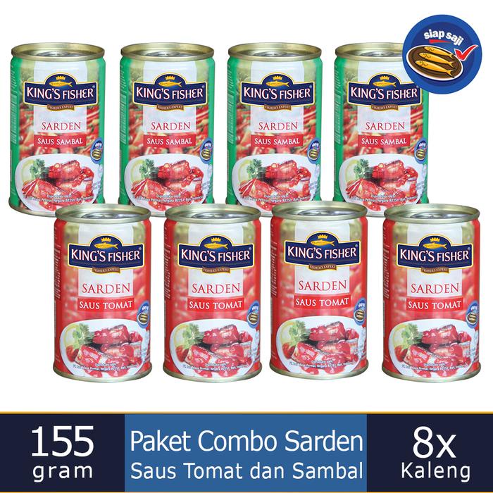

Paket 8 pcs King's Fisher Sarden saus sambal dan tomat Makanan Kaleng 155g