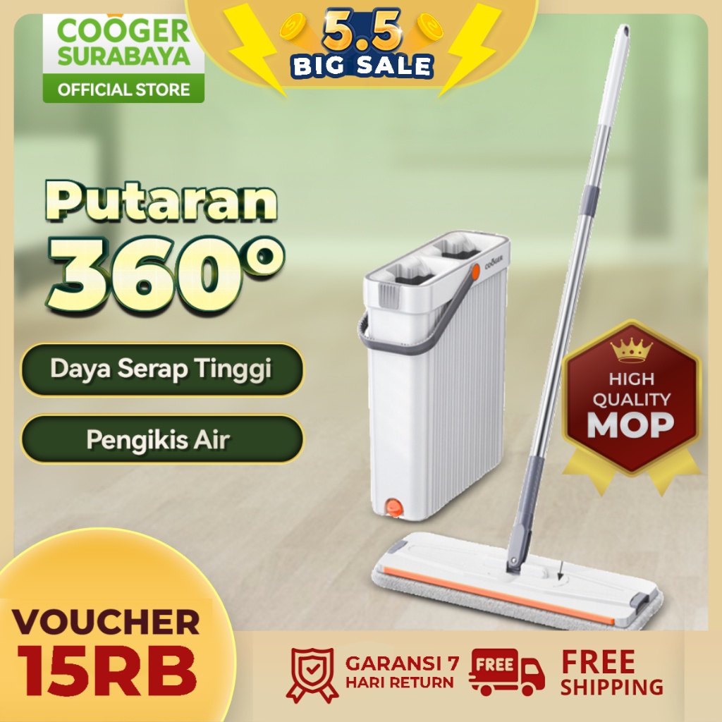 COOGER SURABAYA ALAT PEL LANTAI TARIK PERAS PENGERING OTOMATIS TERPISAH BESAR KAIN TEBAL MICROFIBER