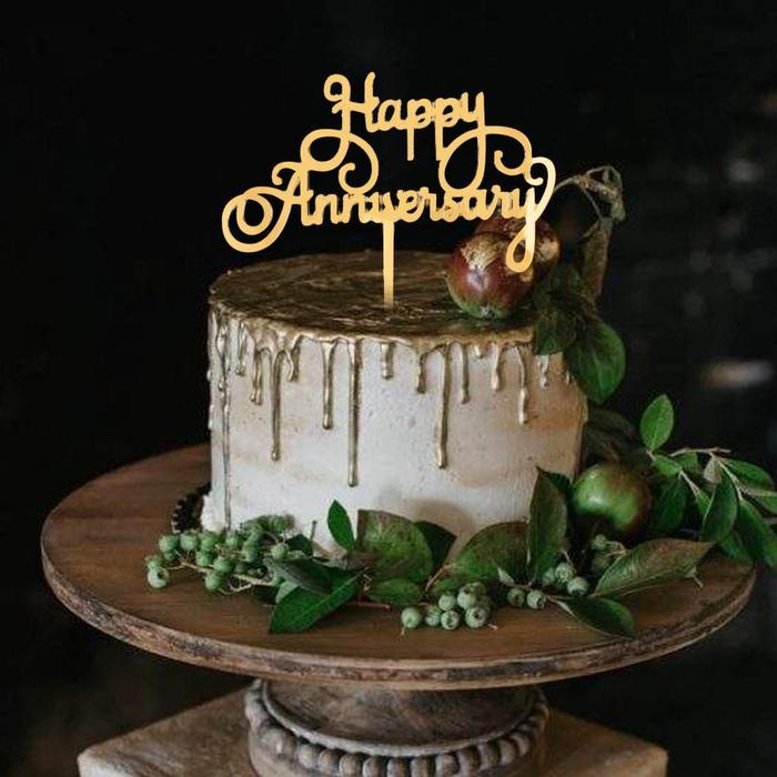 Mntb" Topper Kue Hiasan Kue Tulisan Happy Anniversary Ulang Tahun Perkawinan