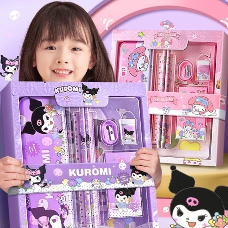 

Kotak hadiah alat tulis Sanrio perlengkapan sekolah dasar set 12 buah hadiah Dw05