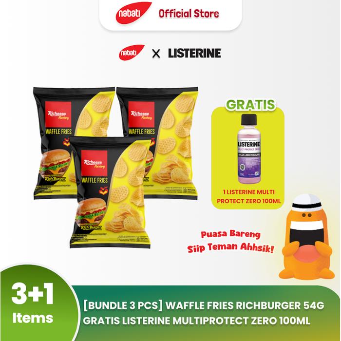 

Kuliner.Kita [Bundle 3 Pcs] Waffle Fries Richburger 54G Get Listerine Multiprotect Zero 100Ml