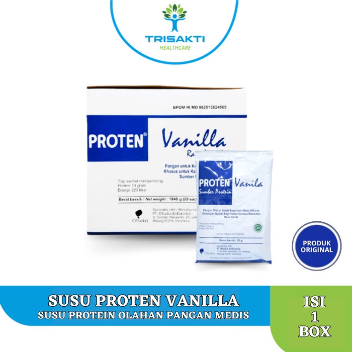 

Terlaris- Susu Proten Rasa Vanilla Box Isi 20 Sachet/ Per Sachet