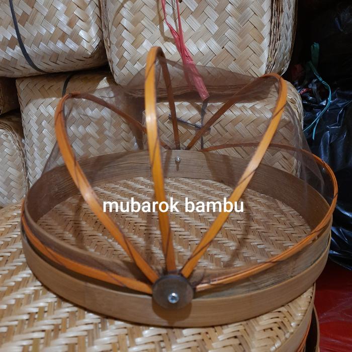 Tudung saji bambu/tampah kelambu oval-kecil