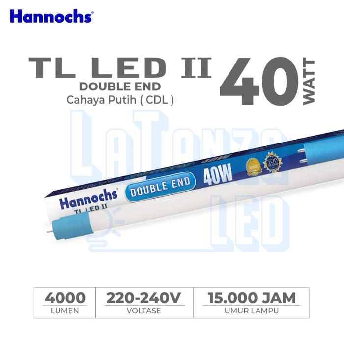 Hannochs TL LED 40W 1200mm T8 TL Double End 40w Putih