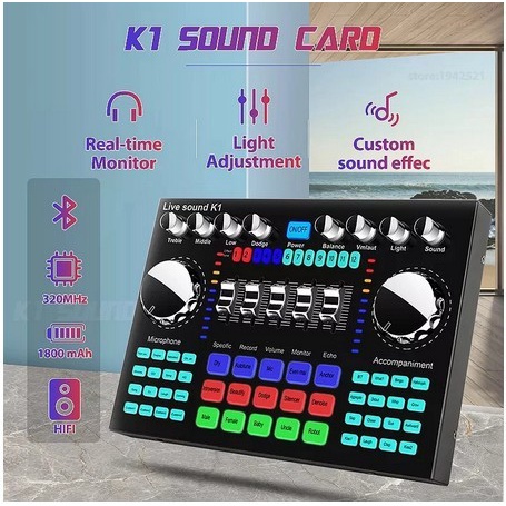 [Expert] Sound card K1 Live Audio Mixer SoundCard Bluetooth Recording Broadcast