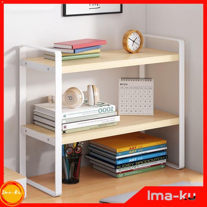 Rak Mini Buku Meja Belajar Kerja Minimalis Table Bookshelf Organizer