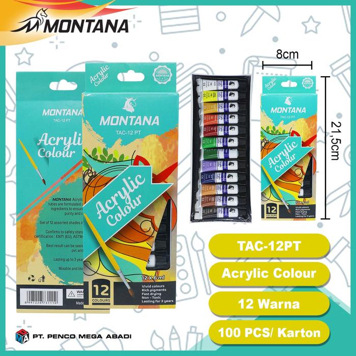 

Ready stock] cat acrylic 12 warna 6 ml montana akrilic set
